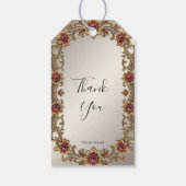 Gouden Bloemen Lijst met Rode Stenen Gift Label Cadeaulabel (Achterkant)