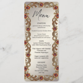 Gouden Bloemen Lijst met Rode Stenen Menu