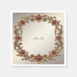Gouden Bloemen Lijst met Rode Stenen Servet