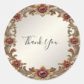 Gouden Bloemen Lijst met Rode Stenen Sticker (Voorkant)