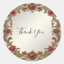 Gouden Bloemen Lijst met Rode Stenen Sticker