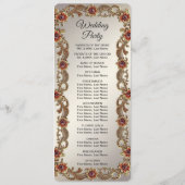 Gouden Bloemen Lijst met Rode Stenen Trouwprogramm Programmakaart (Achterkant)