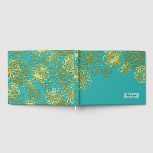 Gouden Bloemen Mandala's Huwelijk Receptie Party Gastenboek (Volledig)