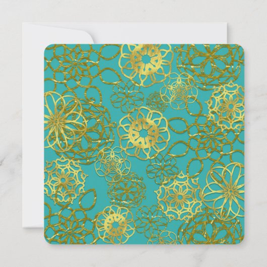 Gouden Bloemen Mandala's Trouwfeest Kaart (Achterkant)