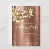 Gouden Bloemen Masque Sterren Bruin Metallic Zoet Kaart (Voorkant)