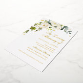 Gouden Bloemen Memorial Service Folie Uitnodiging (Gedraaid)