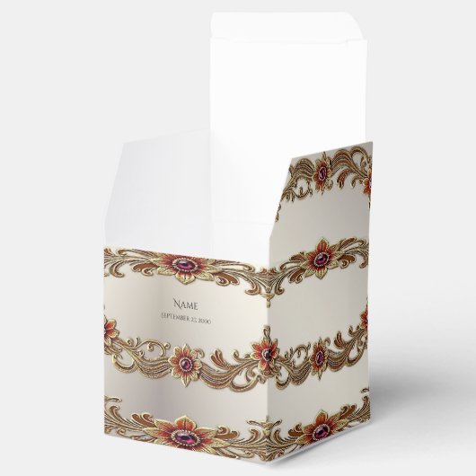 Gouden Bloemen Met Rode Stenen Favoriete Doos Bedankdoosjes (Geopend)