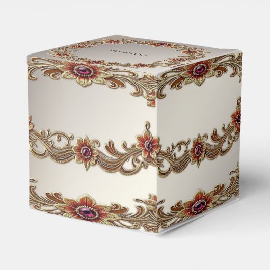 Gouden Bloemen Met Rode Stenen Favoriete Doos Bedankdoosjes (Achterkant)