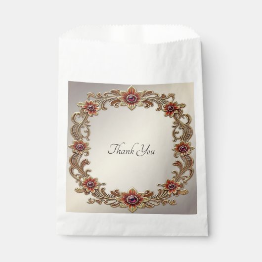 Gouden Bloemen Met Rode Stenen Favoriete Zak Bedankzakje (Voorkant)