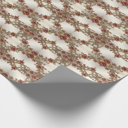 Gouden Bloemen Met Rode Stenen Inpakpapier