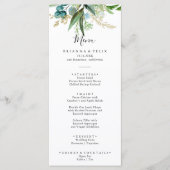 Gouden bloemen met tropisch groen diner menu (Voorkant)