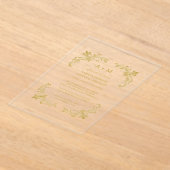 Gouden Bloemen Minimalistische Uitnodiging voor Hu (Laagn)