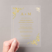 Gouden Bloemen Minimalistische Uitnodiging voor Hu (Insitu (Draagbaar))