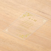 Gouden Bloemen Minimalistische Uitnodiging voor Hu (Laagn)