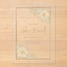 Gouden Bloemen Minimalistische Uitnodiging voor Hu