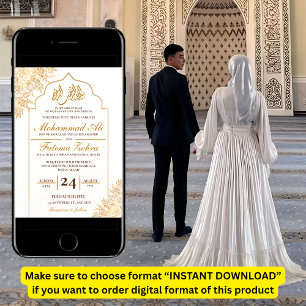 Gouden Bloemen Moskee Elegantie Moslim Huwelijk Ni Kaart