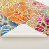 Gouden Bloemen Mozaïek sherpa deken (3/4)