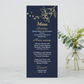 Gouden Bloemen Navy Blue Menu (Staand voorkant)