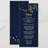 Gouden Bloemen Navy Blue Menu (Voorkant / Achterkant)