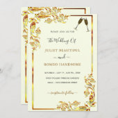 Gouden Bloemen Ontwerp bruiloft uitnodigingen voor (Voorkant / Achterkant)