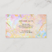 gouden bloemen op kleurrijk opal visitekaartje (Achterkant)