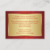 Gouden bloemen op rode damast Receptie Informatiekaartje (Achterkant)