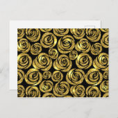 Gouden Bloemen op Zwarte Achtergrond Briefkaart (Voorkant / Achterkant)