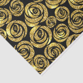 Gouden Bloemen op Zwarte Achtergrond Tissuepapier (Detail)