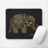 Gouden Bloemen paisley Olifant Illustratie Muismat (Met muis)
