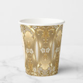 Gouden  Bloemen Papier Cups Papieren Bekers (Achterkant)
