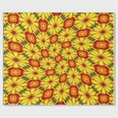 Gouden bloemen patroon cadeaupapier (Vlak)