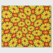 Gouden bloemen patroon cadeaupapier (Vlak)