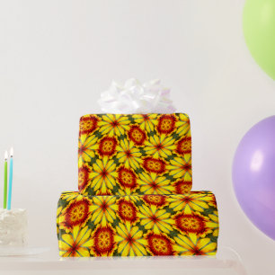 Gouden bloemen patroon cadeaupapier