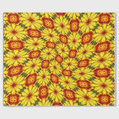 Gouden bloemen patroon cadeaupapier (Vlak)