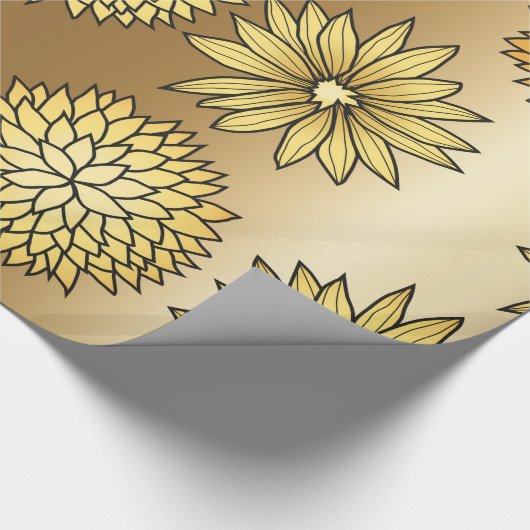Gouden bloemen patroon cadeaupapier (Hoek)