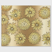 Gouden bloemen patroon cadeaupapier (Vlak)
