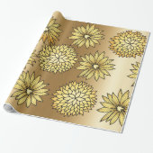 Gouden bloemen patroon cadeaupapier (Uitgerold)