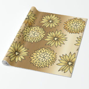 Gouden bloemen patroon cadeaupapier