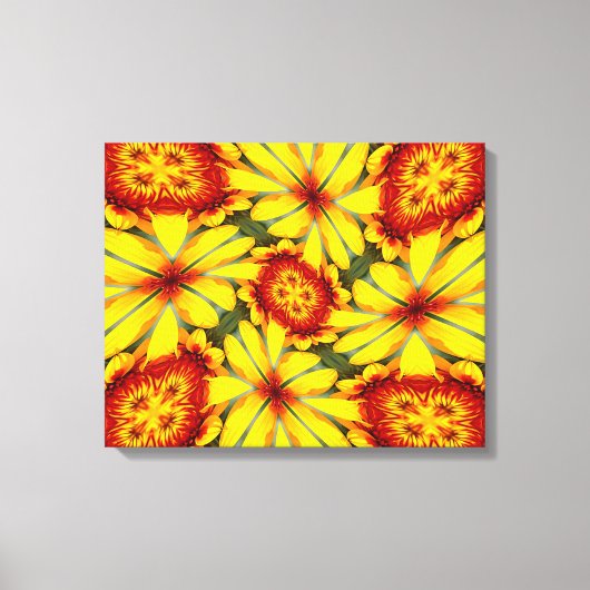 Gouden bloemen patroon canvas afdruk (Voorkant)