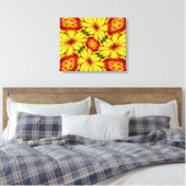 Gouden bloemen patroon canvas afdruk (Insitu (Slaapkamer))