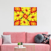 Gouden bloemen patroon canvas afdruk (Insitu (Woonkamer))