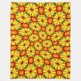 Gouden bloemen patroon fleece deken