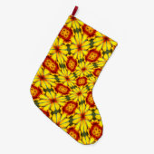 Gouden bloemen patroon grote kerstsok (Voorkant (Hangend))
