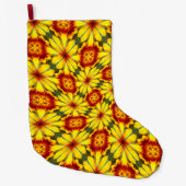 Gouden bloemen patroon grote kerstsok (Voorkant)
