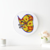 Gouden bloemen patroon grote klok (Huis)