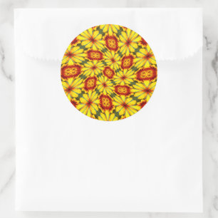 Gouden bloemen patroon ronde sticker