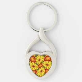 Gouden bloemen patroon sleutelhanger