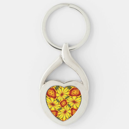 Gouden bloemen patroon sleutelhanger (Voorkant)