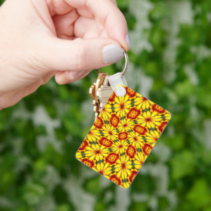 Gouden bloemen patroon sleutelhanger