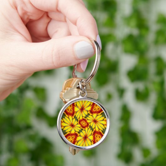 Gouden bloemen patroon sleutelhanger (Hand)